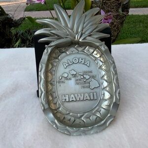 Vintage metal pineapple shaped ashtray from Hawaii.